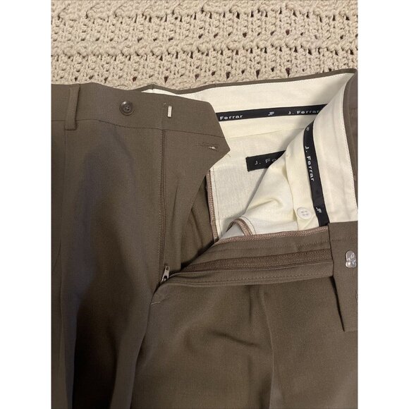 NWT J Ferrar Pleated Dress Pants Slacks Trousers Cuffed Men’s Size 36 X 30 Brown - Picture 4 of 16
